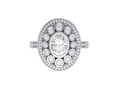 Oval Art Deco Ring 3D print model 6
