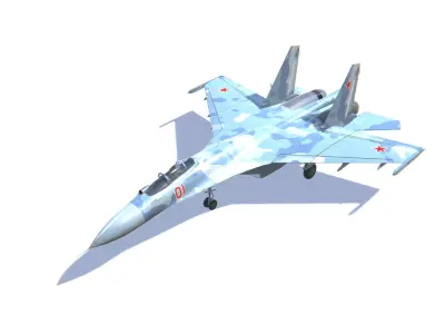 SU-27 Flanker Jet Fighter Aircraft Low-poly 3D model