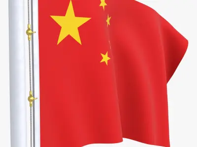 ChinaFlagStandPoleAnimated 3D model