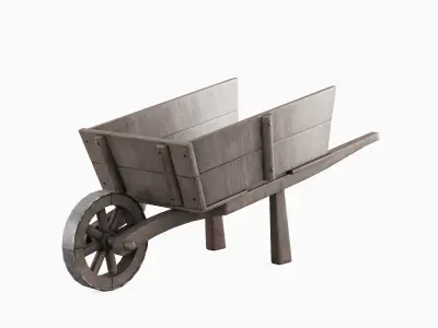 Medieval Wooden Cart 02 Low-poly 3D model