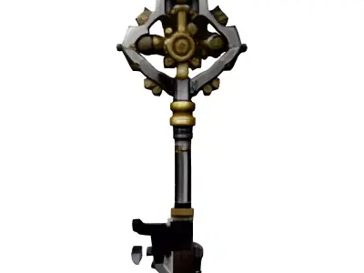 Ornate Steampunk Key 3D Model Low-poly 3D model