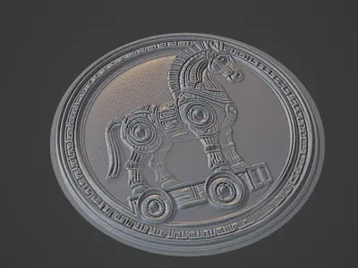 Trojan Horse Medallion 3D print model
