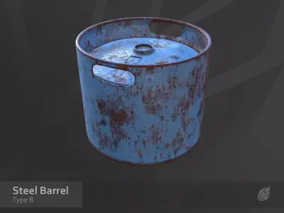 Steel Barrel - Type B Low-poly 3D model