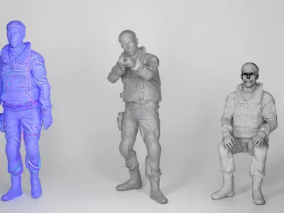 Animated young soldier in Bundeswehr military uniform 205 Low-poly 3D model