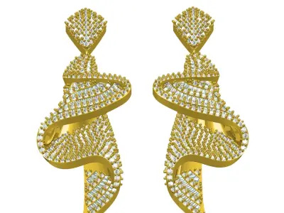 Antique Wave Dangle Drop Earring 3D print model