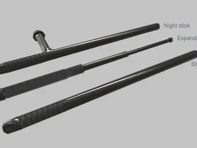 3 Batons Pack 1 Plus 1 Game ready Low Poly Low-poly 3D model