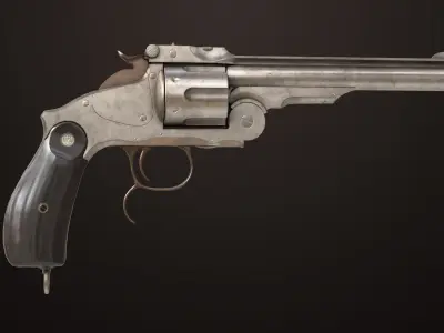  Revolver 02 Generic Silver All PBR Unity UE Textures Low-poly 3D model