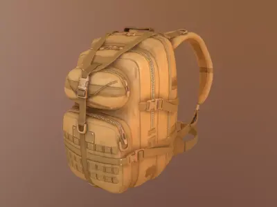 Military Backpack Low-poly 3D model