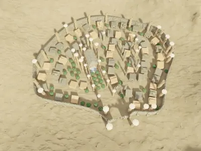 Medieval game level Low-poly 3D model