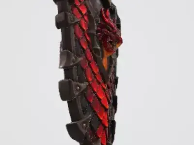 Red Medieval Shield 3D Model Realistic Armor Asset 3D model