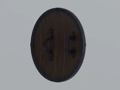 Medieval round wooden shield Low-poly 3D model get
