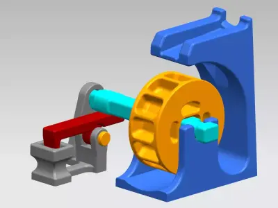 Waterwheel machine tool with gears and wheels 3D model
