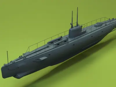 Brazilian F-Class Submarine Low-poly 3D model