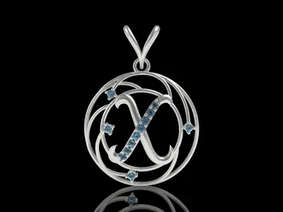 Alphabet X Diamond Pendant 3D print model