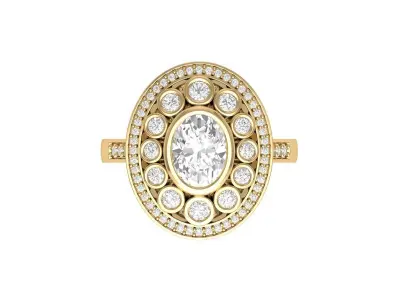 Oval Art Deco Ring 3D print model 16