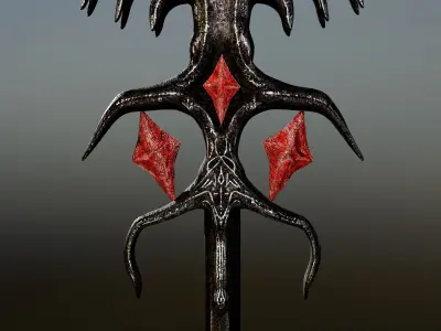 Demon Staff Game Ready LowPoly 26k Low-poly 3D model