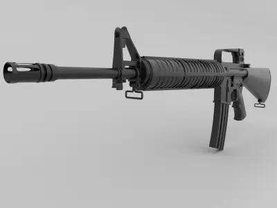 Low Poly M16 Gun 3D model