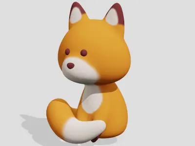 Cute fox sitting  3D model