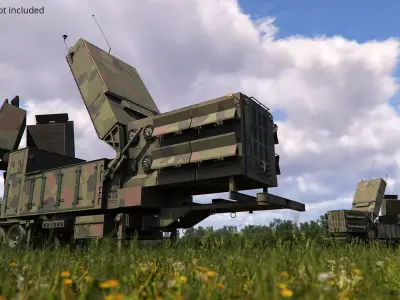 Military Phased Array Radar System Camouflage Paint Rigged 3D model