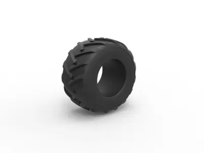 Old school pulling truck tire Scale 1 to 25 3D print model