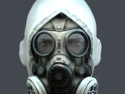 Gas mask helmet 3d model military combat fantasy cyborg Low-poly 3D model get