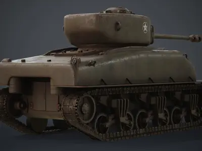 WWII M4 Sherman IIA  Low-poly 3D model