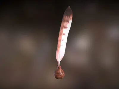 Feather and inkwell 3D model
