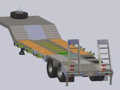 30 Tons Lowboy Semitrailer Fixed Neck  3D model