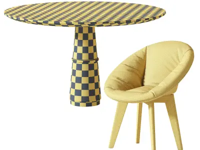 Chair Vincent Sheppard and Agra Dining Table 3D model