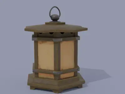 Shoji Wooden Lamp Low-poly 3D model