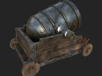 old rusty medieval mortar Low-poly 3D model