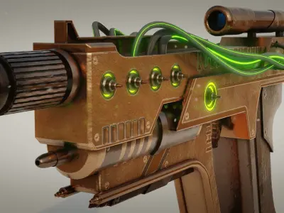 Steampunk Pistol Low-poly 3D model purchase