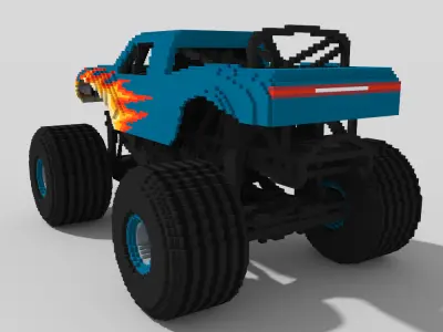 Voxel Monster Truck Low-poly 3D model