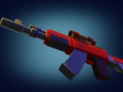 Gun to game PBR low-poly game ready orange Free low-poly 3D model