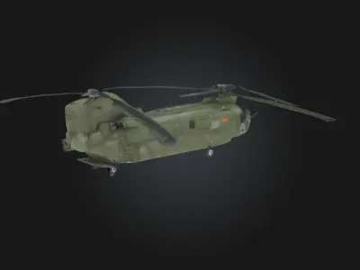 Chinook Helicopter in Flight  Twin-Rotor Aircraft 3D model