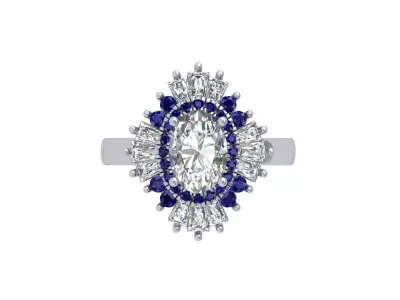 Oval Solitaire Ring 3D print model 28