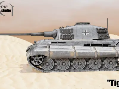 Tank - Tiger II Low-poly 3D model