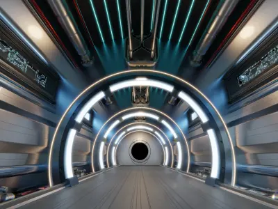 Sci-Fi Corridor 3D model 12