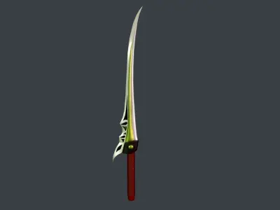 Long Green Stylized Sword 3D Model Low-poly 3D model