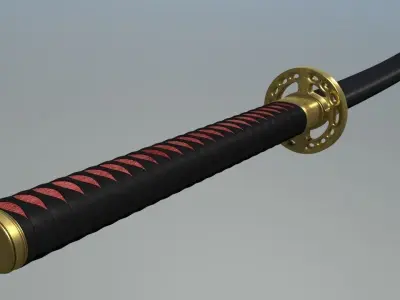 High Poly Katana with Sheath Free 3D model