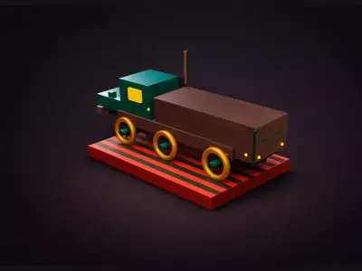 Low-Poly Big Truck Game-Ready Vehicle Asset Low-poly 3D model