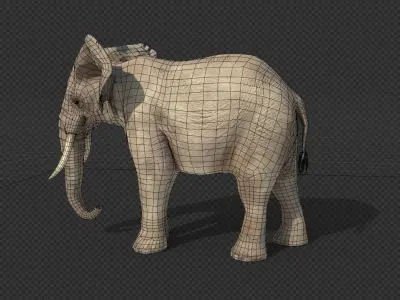 elephant with tusks Low-poly 3D model purchase
