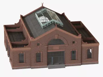 Game Ready Old Industrial Building 07 Modular Interiror and E... 3D model