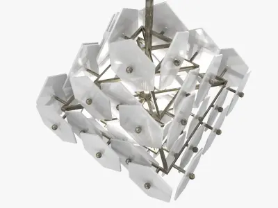Cash Stacked Pendant  Antique Silver  White Matte 3D model