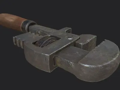 Garage tool Pipe Wrench PBR gameready Low-poly 3D model
