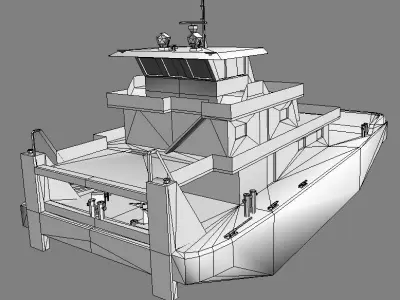 Pusher tug pushing barges 3d model Low-poly 3D model