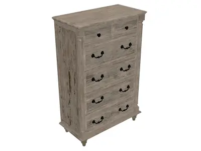Rustic Wooden Chest of Drawers Low-poly 3D model