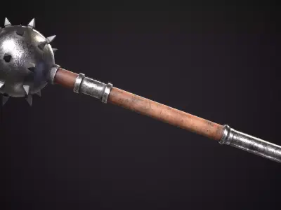Game Ready Morning Star Mace Low Poly PBR Low-poly 3D model
