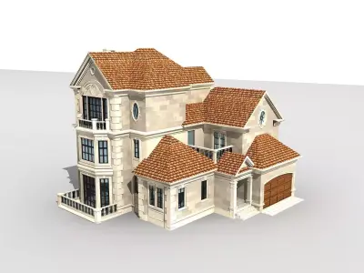 Villa house 3D model 7