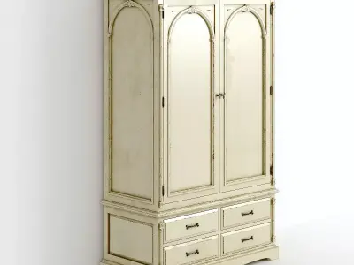 Victorian Wardrobe Old Natural 3D model